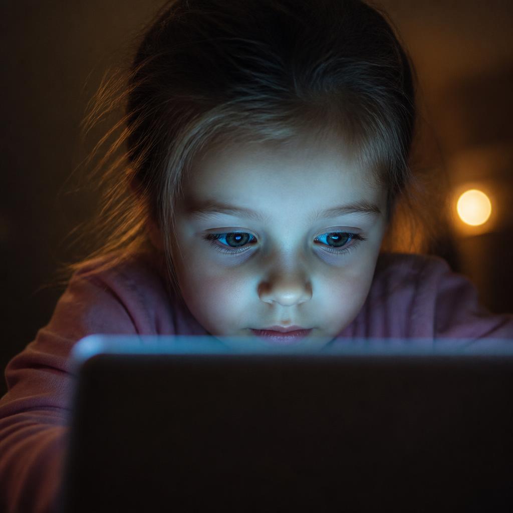 Child absorbed in a tablet screen