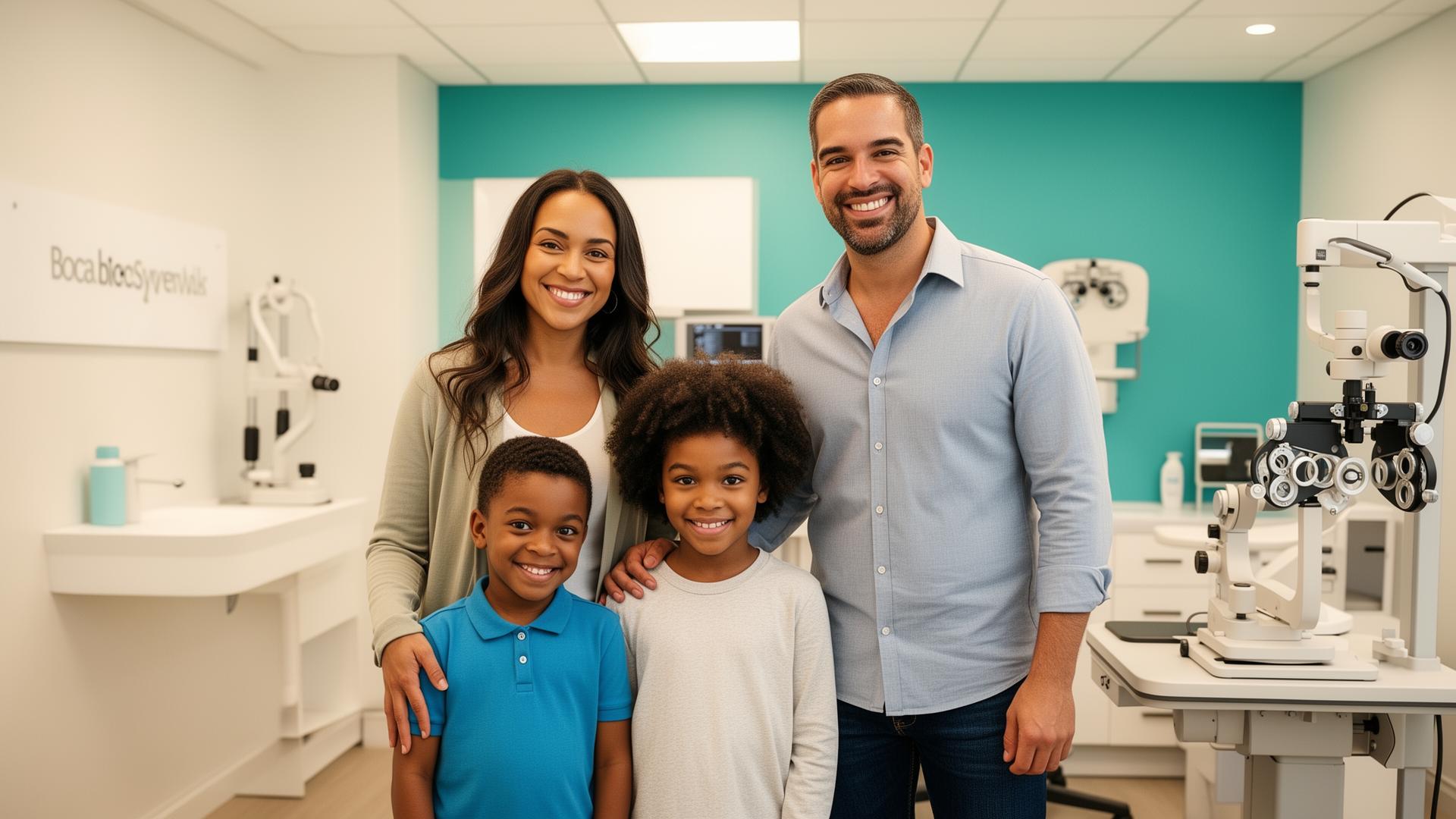 Happy family at Riz Eye Care clinic